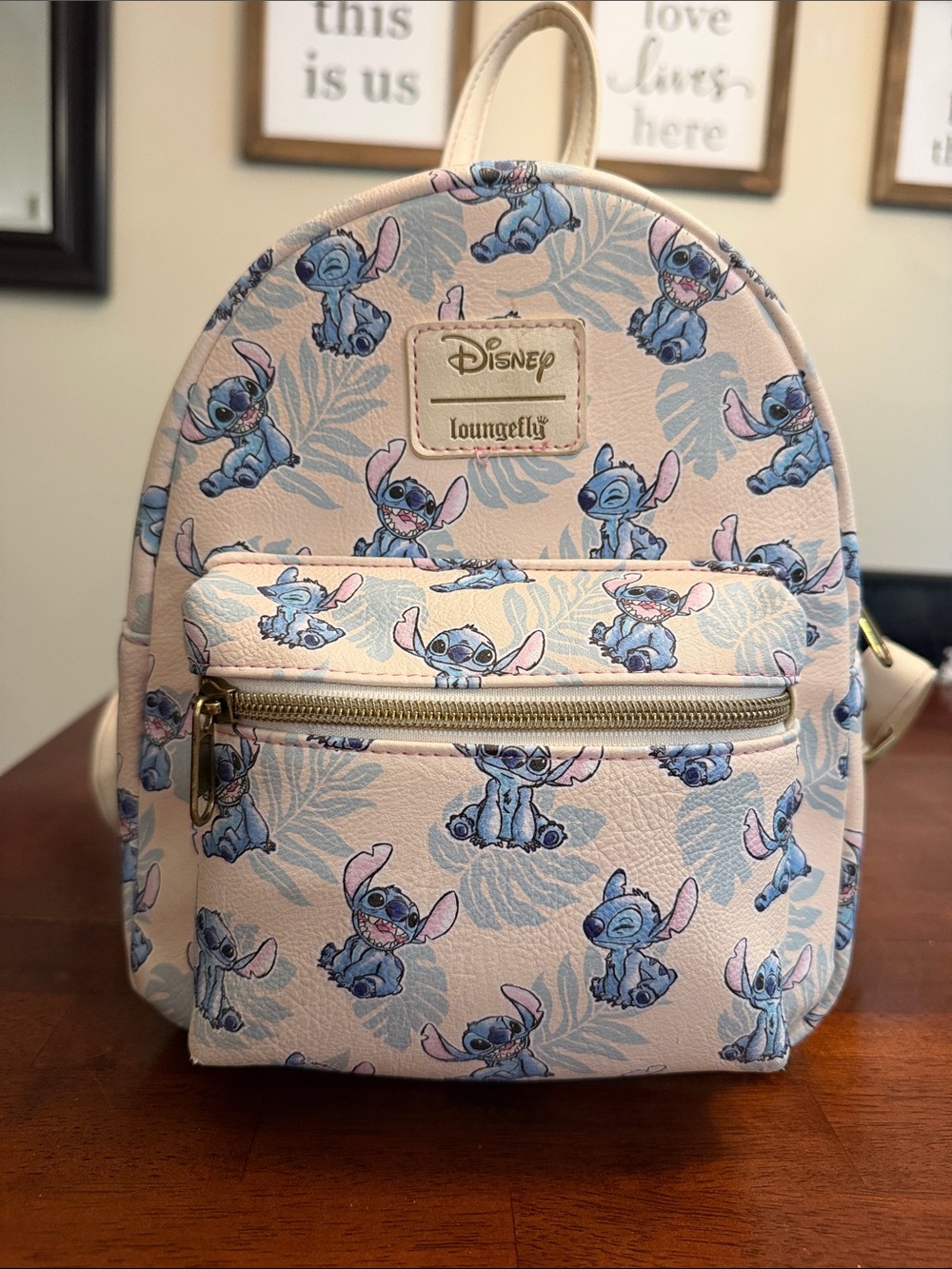 Loungefly Disney Cream & Blue Stitch Mini Backpack